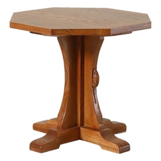 Mission Solid Oak Mouse Detail End Table For Sale