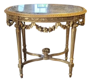 Early 20th Century Beautiful Gilt Wood and Marble French Table