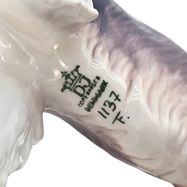 Mid-20th Century Dahl Jensen Danish Porcelain Borzoi Russian Wolfhound Dog Figurine Model 1137 9.5" For Sale - Image 9 of 9