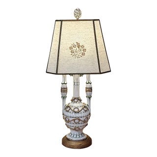 Vintage 1950s–60s Capodimonte / Neoclassical Table Lamp – Signed “Dj Italy 54/D” – 30" For Sale