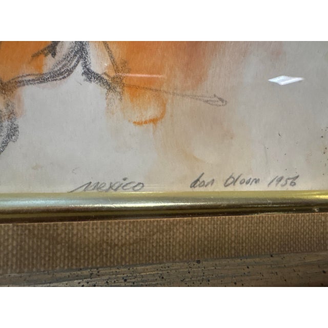 Mid-Century Modern 1958 Signed Don Bloom “Mexico” Modernist Rooster – Original Mid-Century Pastel For Sale - Image 3 of 9