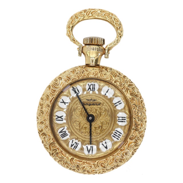 18k 750 Yellow Gold Enamel Pocket Watch Pendant Necklace For Sale