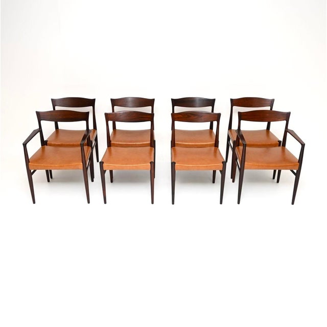 An outstanding set of Eight Danish vintage dining chairs by Erling Torvits. They were made in Denmark by Sorø Stolefabrik,...