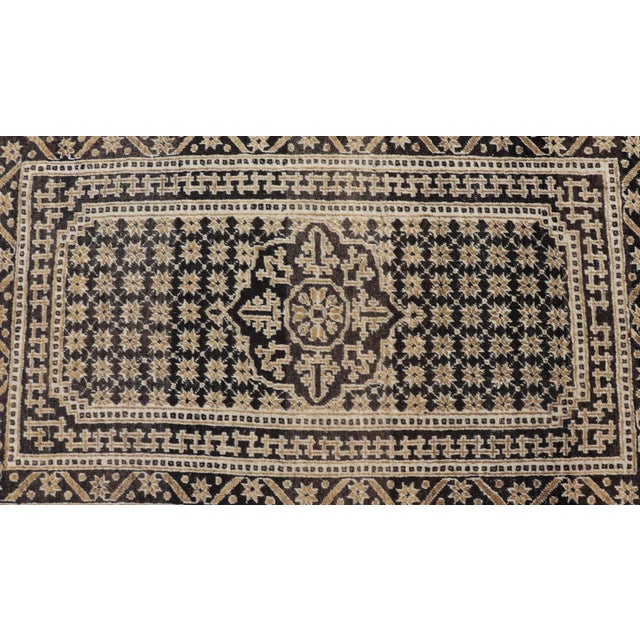 Textile All-Over With Medallion Design Turkish Carpet in Shades of Brown and Cream 4'2"x6'3" For Sale - Image 7 of 10