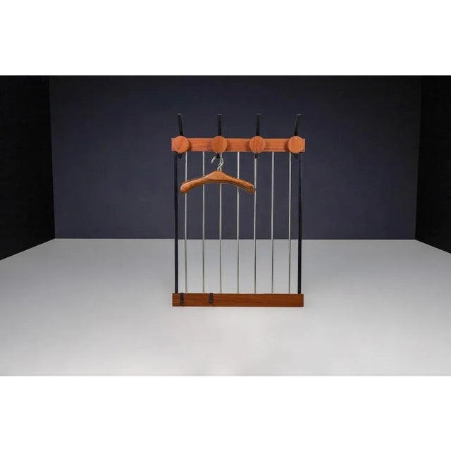 Mid-Century Modern Coat Rack in Black Steel and Teak, Germany, 1960s For Sale - Image 3 of 8