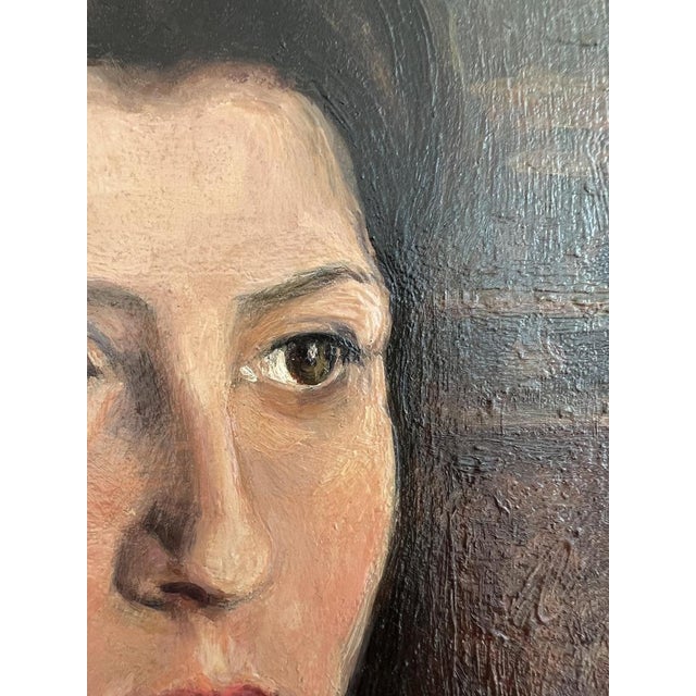 1900 - 1909 Charles Alexandre Mairet, Portrait de jeune femme, Oil on Cardboard, Framed For Sale - Image 5 of 12