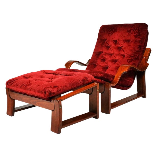 Set of Scandinavian Armchair & Tabouret, 1960s For Sale