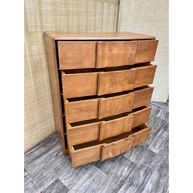 Refinished Mid Century Modern Five-Drawer Highboy Dresser by Heywood Wakefield Circa 1950s For Sale - Image 13 of 18