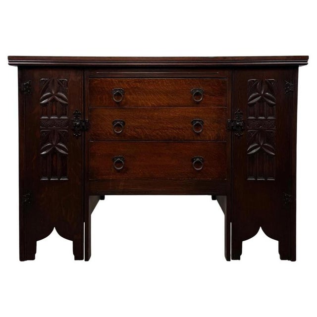 20th Century Gothic Carved Oak Sideboard For Sale - Image 15 of 15