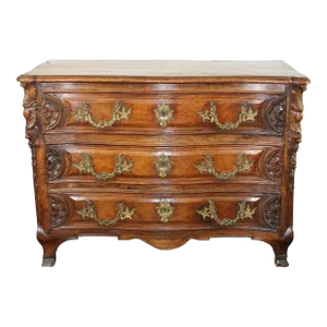 Antique French Louis XV Carved Walnut Commode