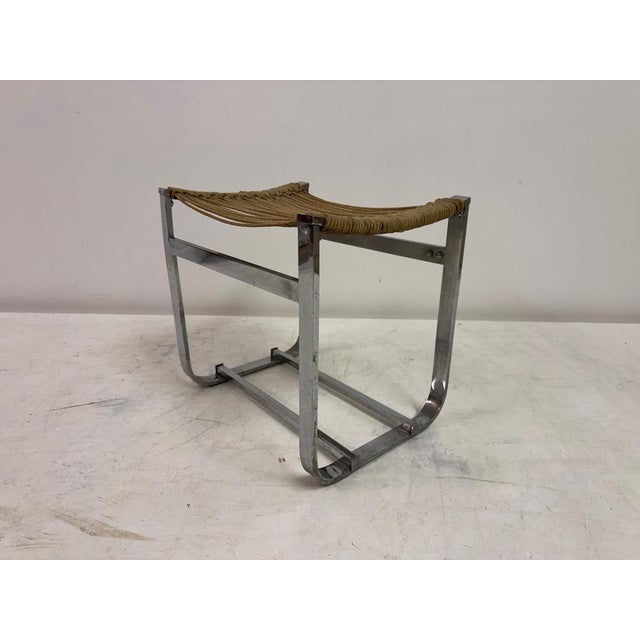 Modern Chrome Plated Steel Stool by Jacques Adnet, 1950s For Sale - Image 3 of 13