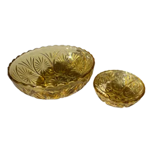 Vintage Amber Glass Bowls- Set of 2