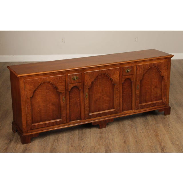 High Quality American Made Walnut Sideboard Server with Pair of Dovetailed Drawers and Three Cabinet Doors