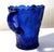 1970s Vintage Mosser Cobalt Blue Pressed Glass Inverted Strawberry Double Handled Vase For Sale - Image 5 of 5