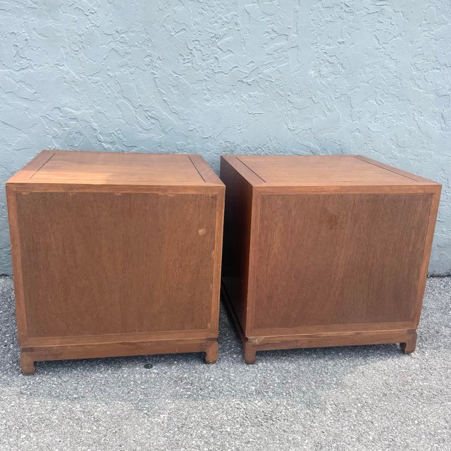 Wood Taiwanese Walnut Cubic Side Tables/Nighstands by Ricardo Lynn - A Pair For Sale - Image 7 of 12