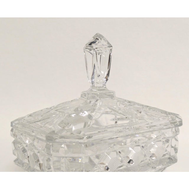 Glass 1970s Lidded Cut Crystal Candy Dish For Sale - Image 7 of 9