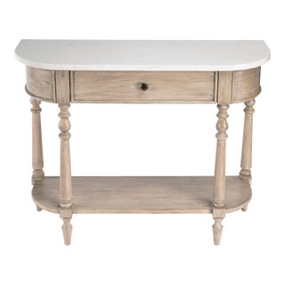 Danielle Marble 40" 1 Drawer Console Table, Tan/Beige For Sale