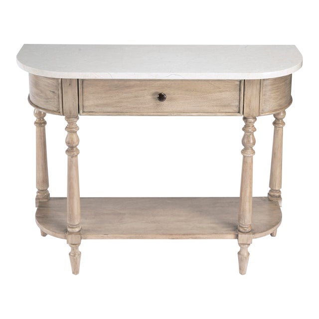 Danielle Marble 40" 1 Drawer Console Table, Tan/Beige For Sale