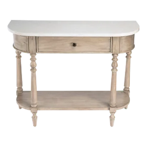 Danielle Marble 40" 1 Drawer Console Table, Tan/Beige