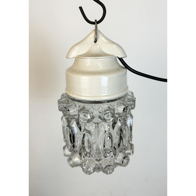 White Vintage White Porcelain Pendant Light, 1970s For Sale - Image 8 of 15