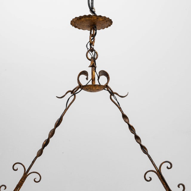 Brown 20th Century French Gothic Revival Metal Torch Chandelier For Sale - Image 8 of 18
