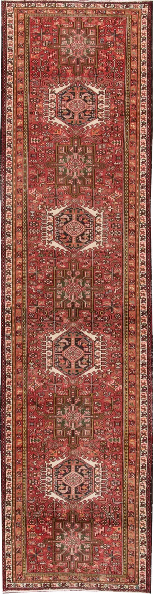 Red Vintage Heriz Handmade Wool Runner