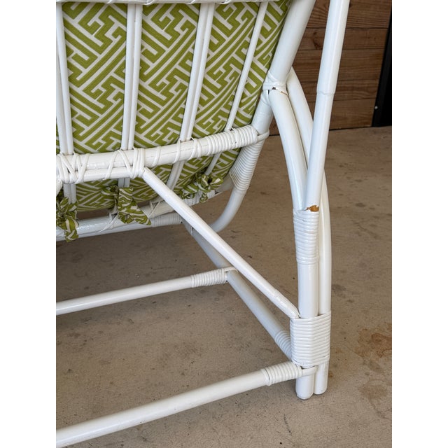 Vintage Mid-Century Bent Rattan Lounge Chairs With Quadrille China Seas Upholstery For Sale - Image 10 of 12