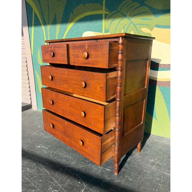 Antique American Sheraton Tallboy For Sale - Image 12 of 16