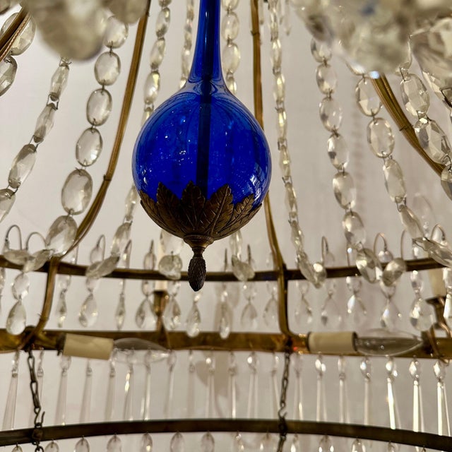 Mid-Century Modern Scandinavian Neoclassical Six Light Crystal Chandelier Circa 1800 For Sale - Image 3 of 7
