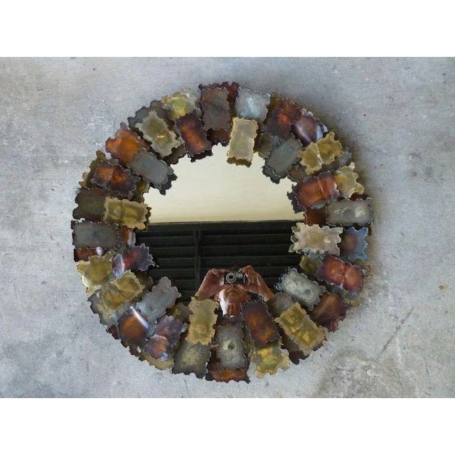 1970's Torch Cut Brutalist Designer Metal Mirror For Sale In Miami - Image 6 of 6
