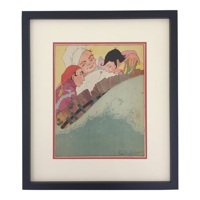 1930s Framed "Rub a Dub Dub" Nursery Rhyme Print by Fern Bisel Peat For Sale