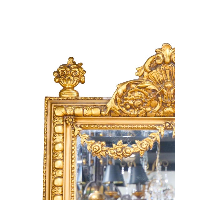 Mid 20th Century Early / Mid-20th Century Italian Neoclassical Finely Carved Giltwood Wall Mirror For Sale - Image 5 of 7