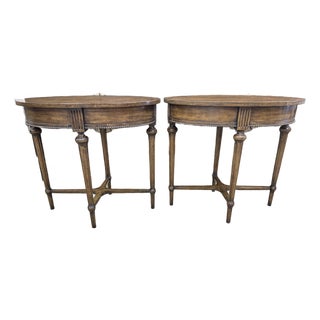 Pair Oval Henredon Side Tables, Early 21st Century, Neoclassical Revival Style For Sale