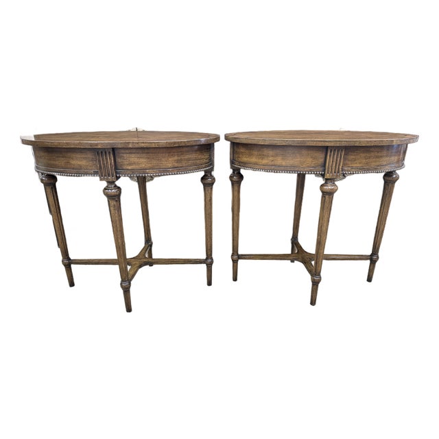 Pair Oval Henredon Side Tables, Early 21st Century, Neoclassical Revival Style For Sale