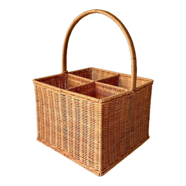 1970s Wicker Utensil Caddy For Sale