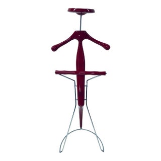 Post-Modern Sir Bis Porada Red Lacquered and Chrome Unisex Valet Stand For Sale