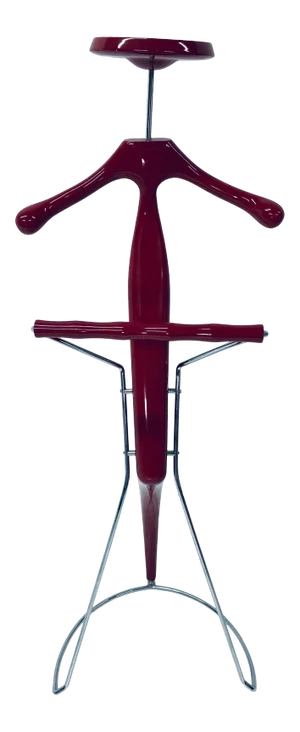 Post-Modern Sir Bis Porada Red Lacquered and Chrome Unisex Valet Stand