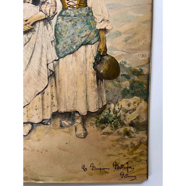 Antique Watercolor Painting by Clelia Bompiani-Battaglia For Sale - Image 9 of 11