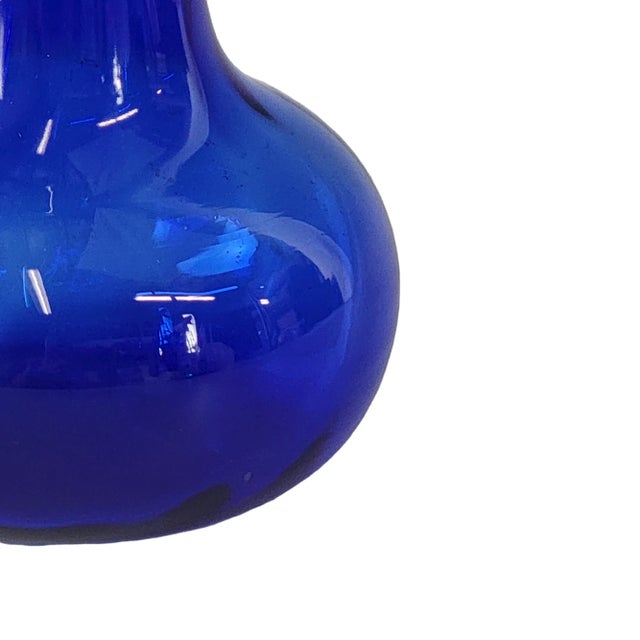 Blue "Illusion" Cobalt Blue Indiana Glass Vase For Sale - Image 8 of 11