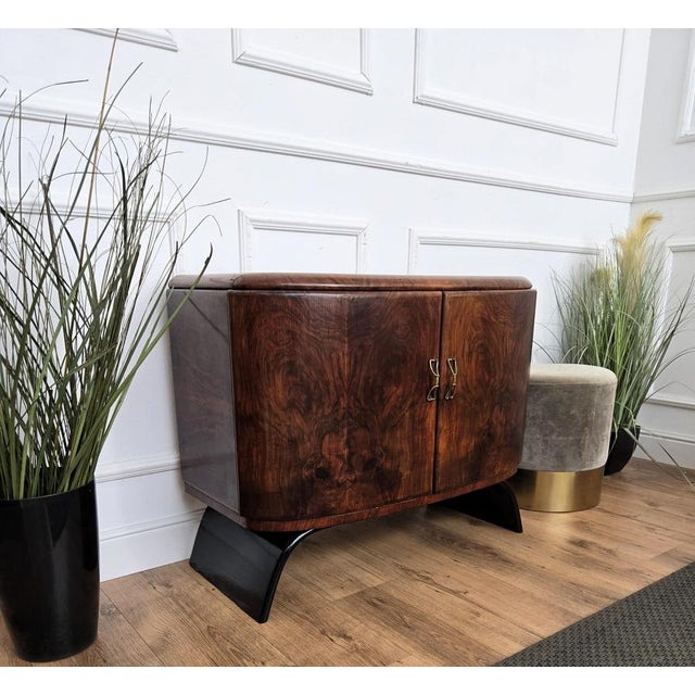 Metal Mid-Century Italian Art Deco Style Walnut Burl and Mirror Mosaic Dry Bar Cabinet by Paolo Buffa, 1940s For Sale - Image 7 of 10