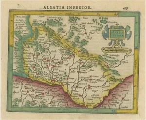Small Antique Map of the Lower Alsace Region, Germany, 1610