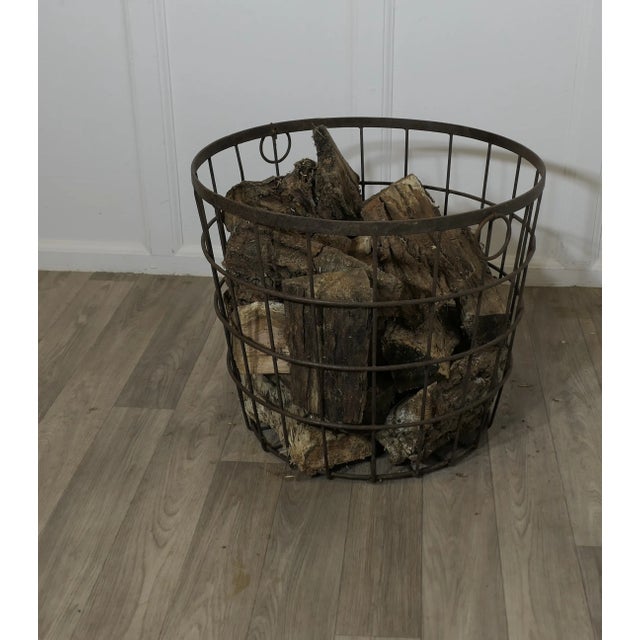 Industrial Vintage Industrial Iron Log Basket, 1920s For Sale - Image 3 of 8
