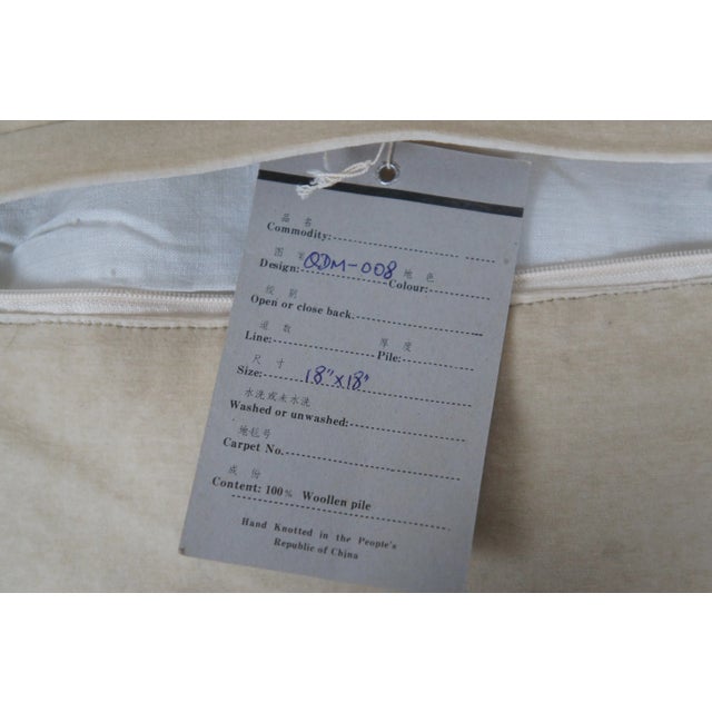 Mid 20th Century Seagull Chinese Carpets Wool Floral Embroidered Tassel Lumbar Throw Pillow For Sale - Image 4 of 12