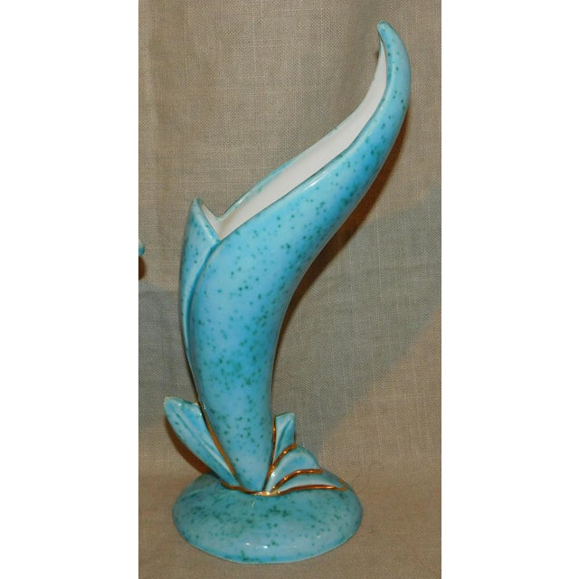 Art Nouveau Early 20th Century Vintage Turquoise Ceramic Garniture Set- 3 Pieces For Sale - Image 3 of 8