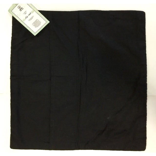 Black Vintage Hand Embroidered Accent Pillow Cover For Sale - Image 8 of 9