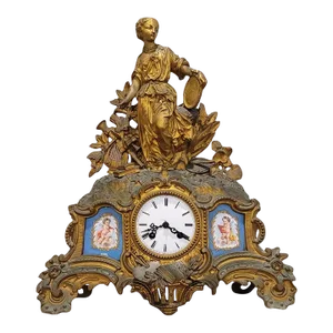 French Louis XV Porcelain Patinated Gilt Bronze Clock Signed Hottot Japy Freres