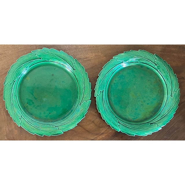 Ceramic Antique Early 19th Century Georgian Creamware Green Leaf Edge Plates - Set of 6 For Sale - Image 7 of 12