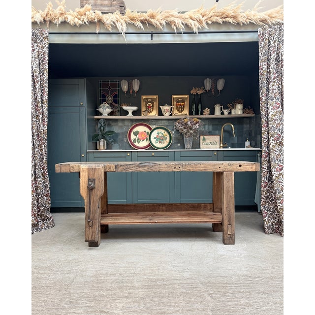 Large Antique Carpenter's Workbench in Oak, 1920s For Sale - Image 17 of 17