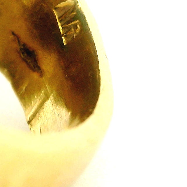 1960s 18k Gold Turquoise and Diamond Freeform Cocktail Ring, Size 7.5 For Sale - Image 15 of 17
