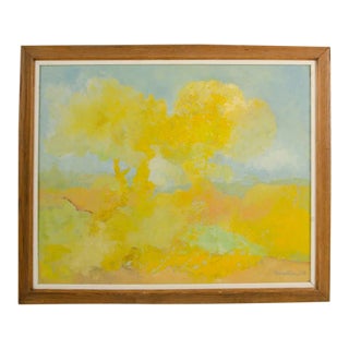 1978 "Two Trees" Abstract Landscape Acrylic Painting by Hans Kline, Framed For Sale
